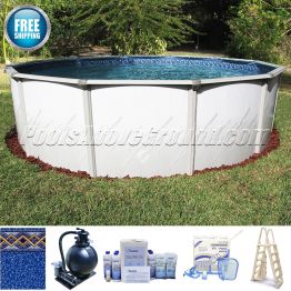 24' Round 52" Deep Caribbean Pool Sand Filter Package 